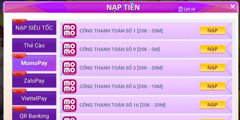 Các ưu điểm của quá trình nạp tiền Gamedoithuong